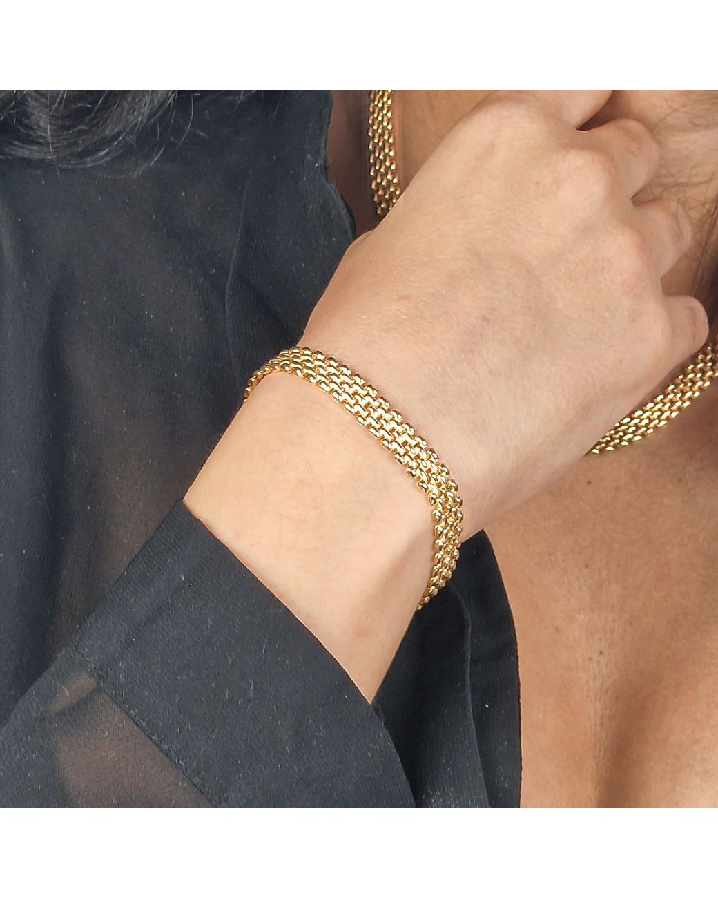 Sophelia Metallic Vermeil Luxury Woven Mesh Bracelet