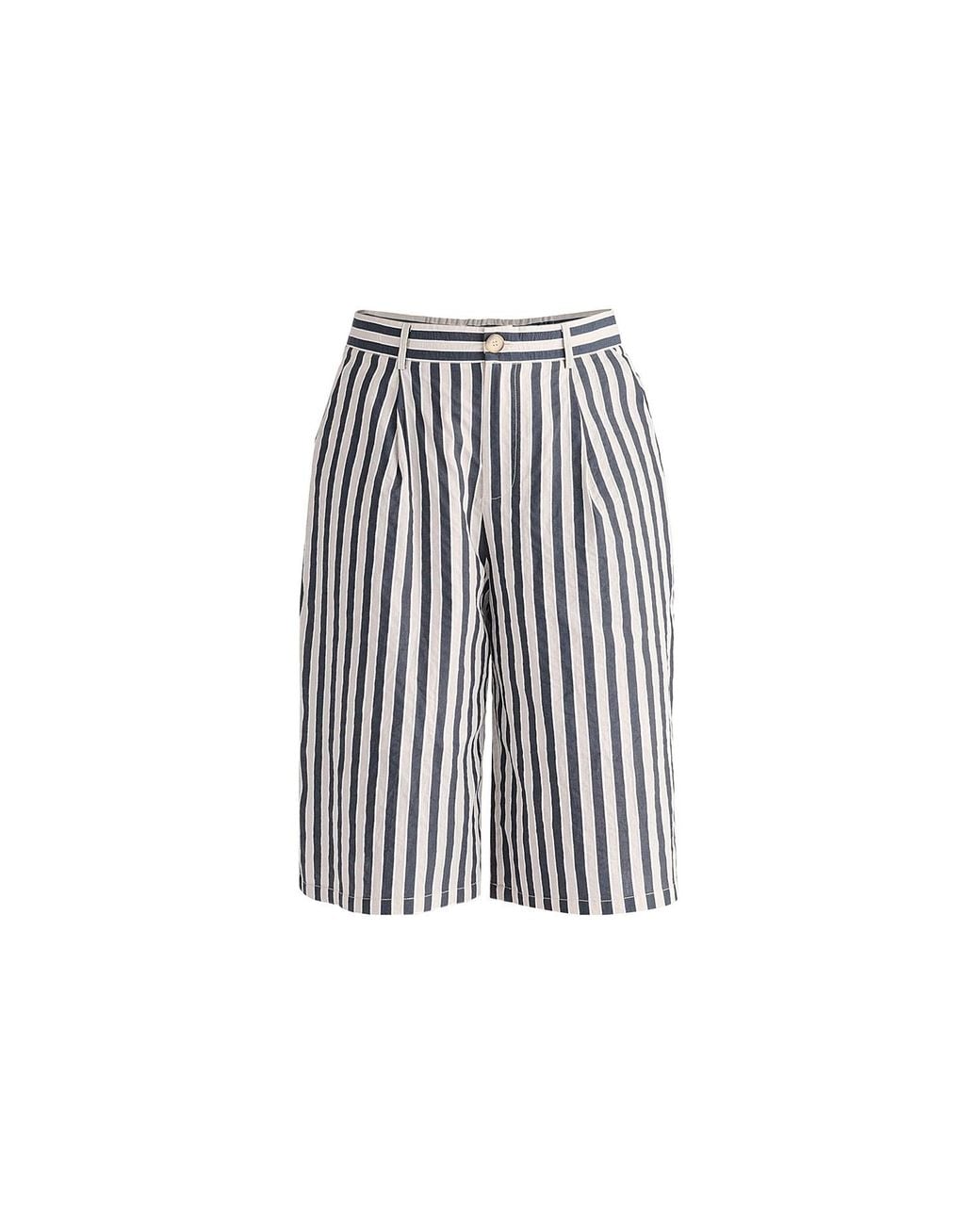 Paisie Blue Striped Bermuda Shorts