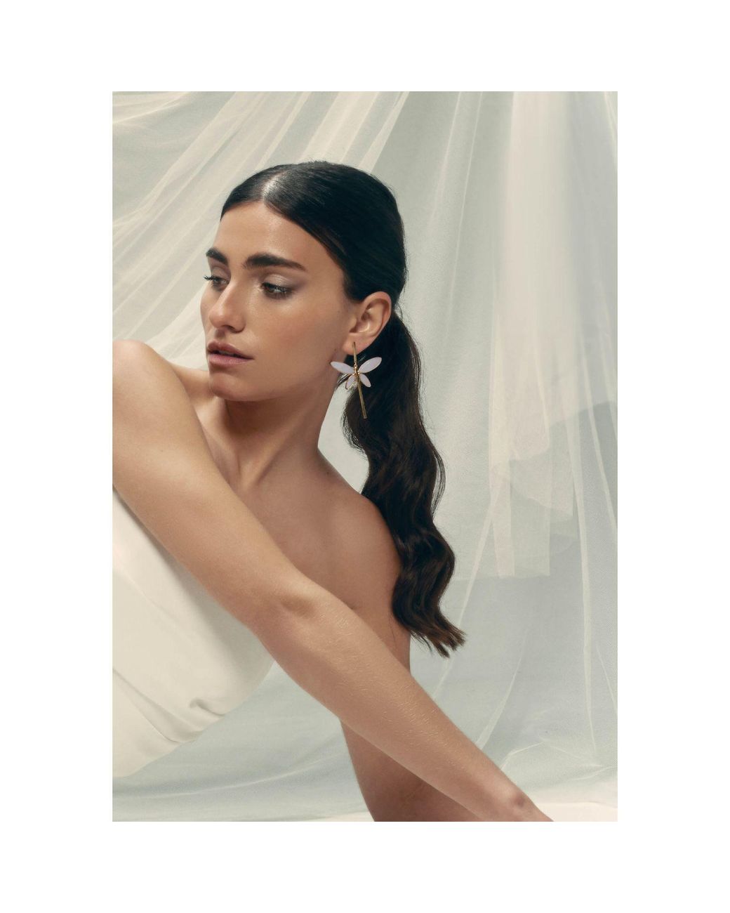 Lavani Jewels Metallic Dafne Dragonfly White Earrings