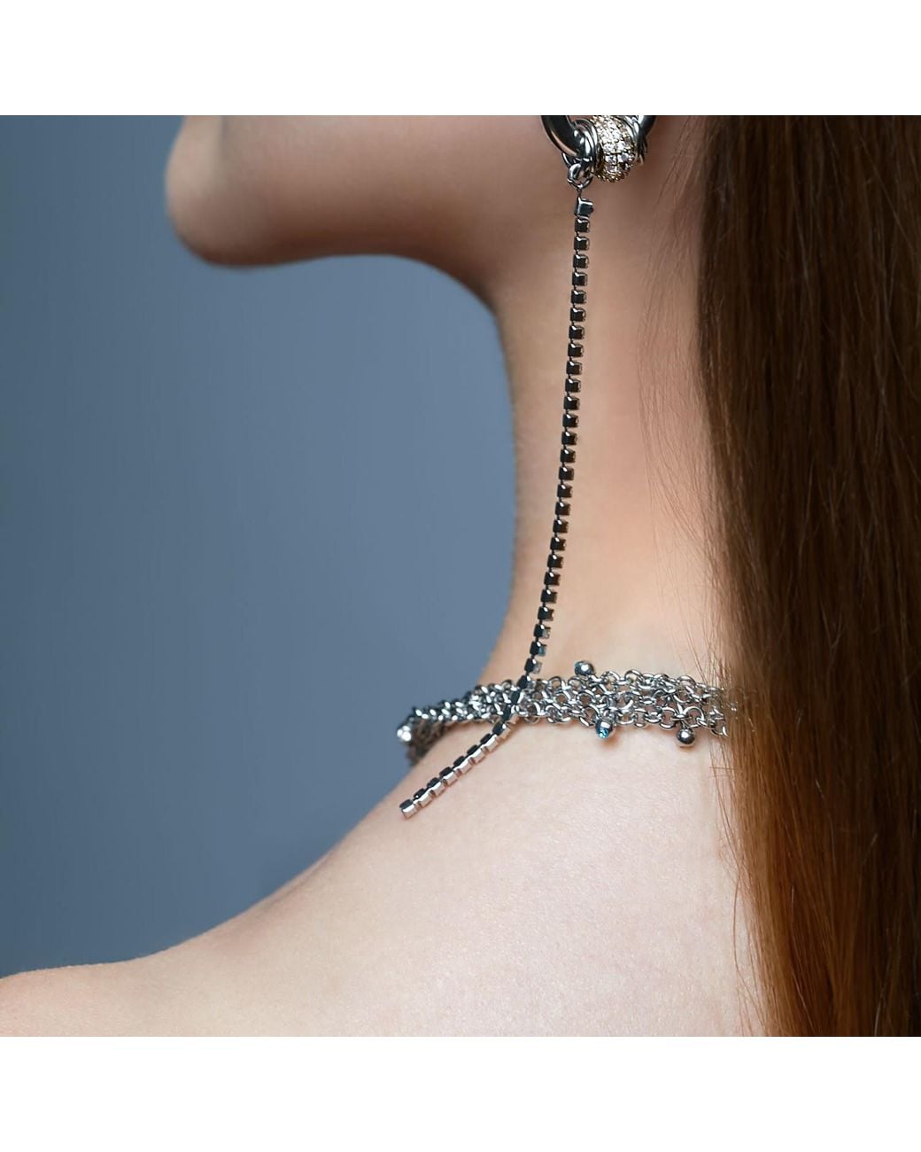 Kirei Metallic Ripple Steel Multi-Chain Necklace