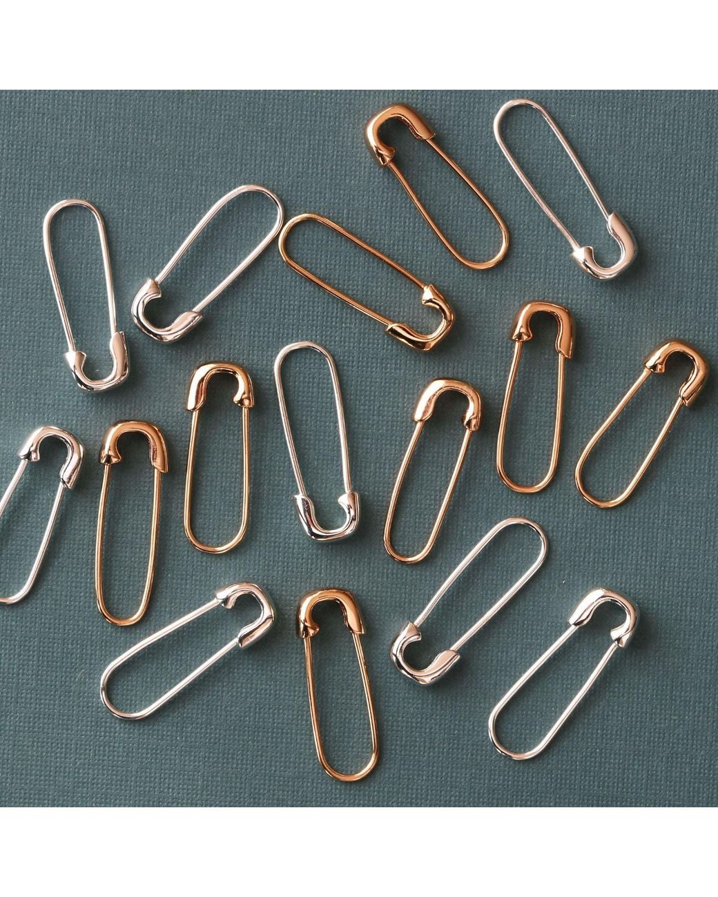 Kris Nations Metallic Safety Pin Hoop Earrings