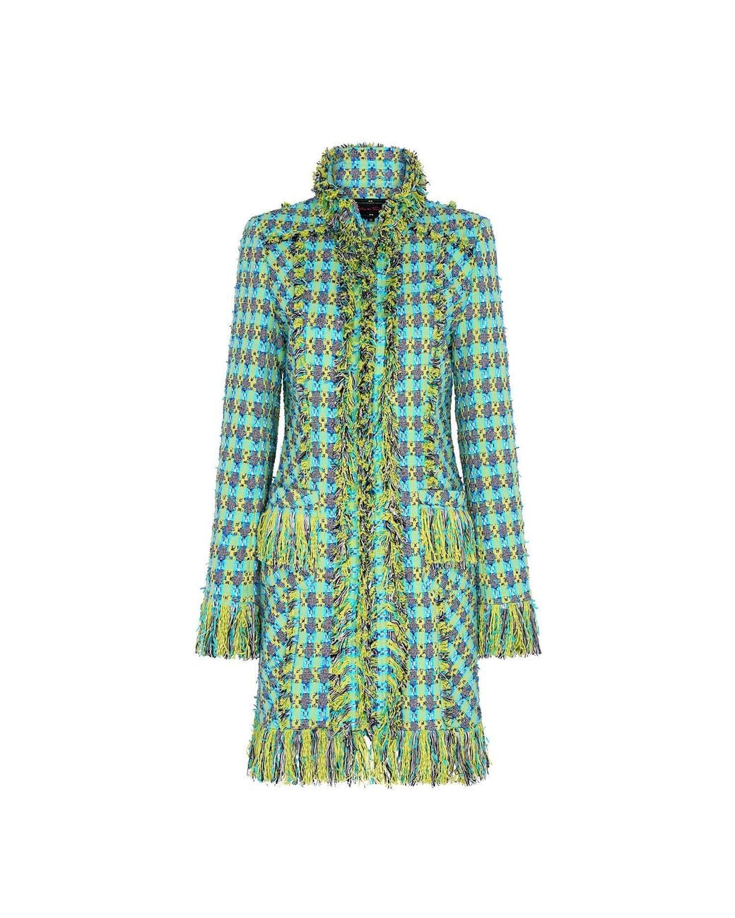 Beatrice von Tresckow Green Aqualime Fringed Lacy Coat