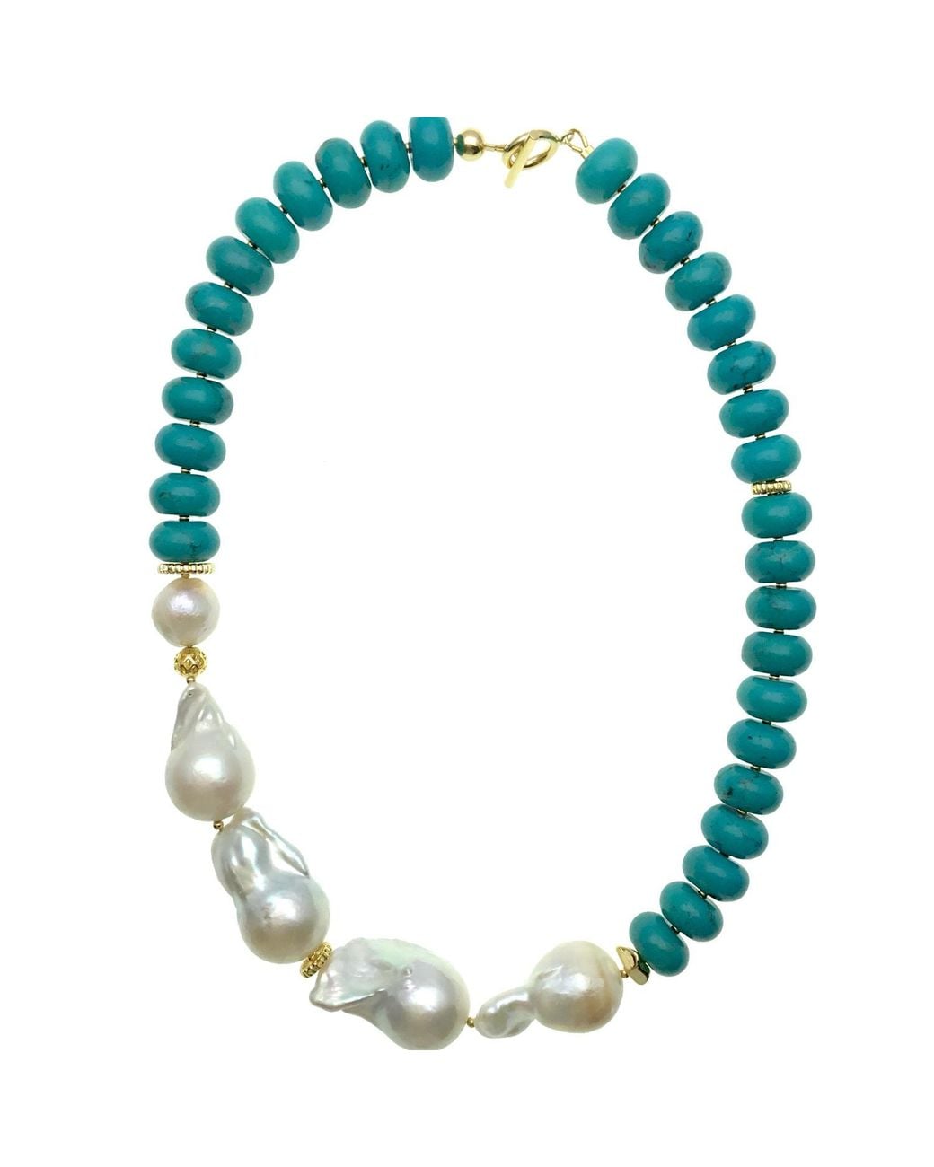 Farra Green With Baroque & Edison Pearls Short Necklace