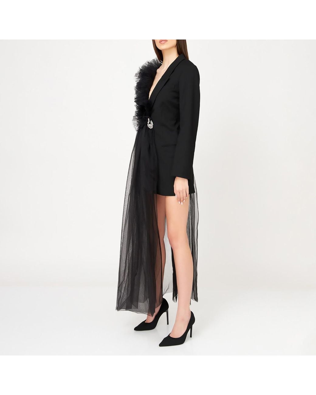 LIA ARAM Black Blazer With A Deconstructed Twist