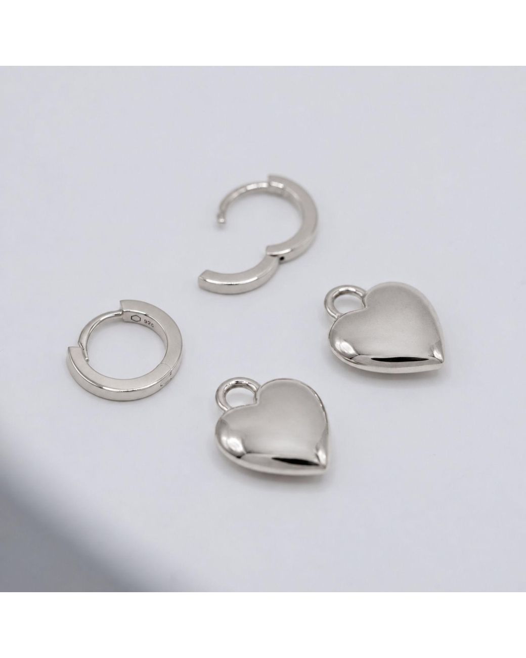 Cier Metallic Huggie Heart Drop Earrings