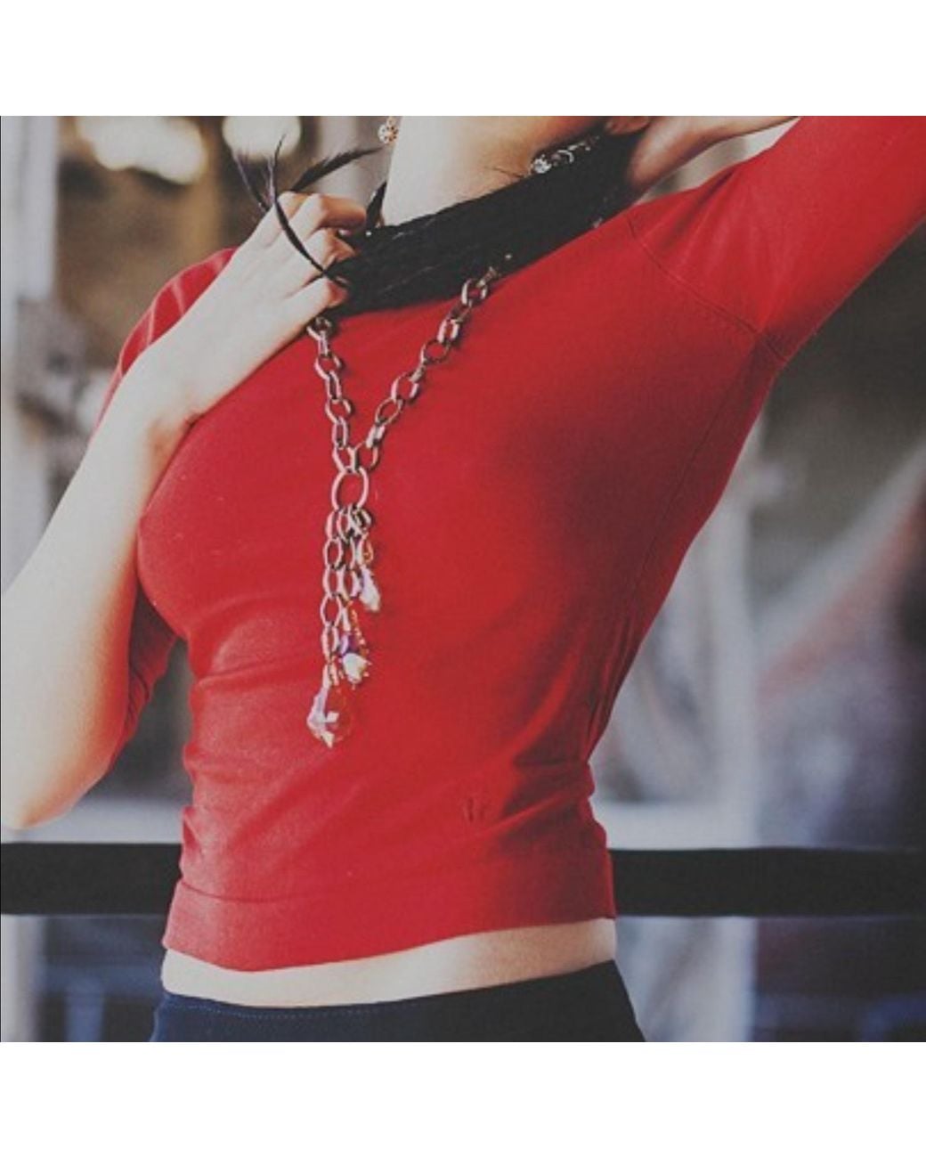 Bellus Domina Brown Bold Chain & Three Crystal Pendants Necklace