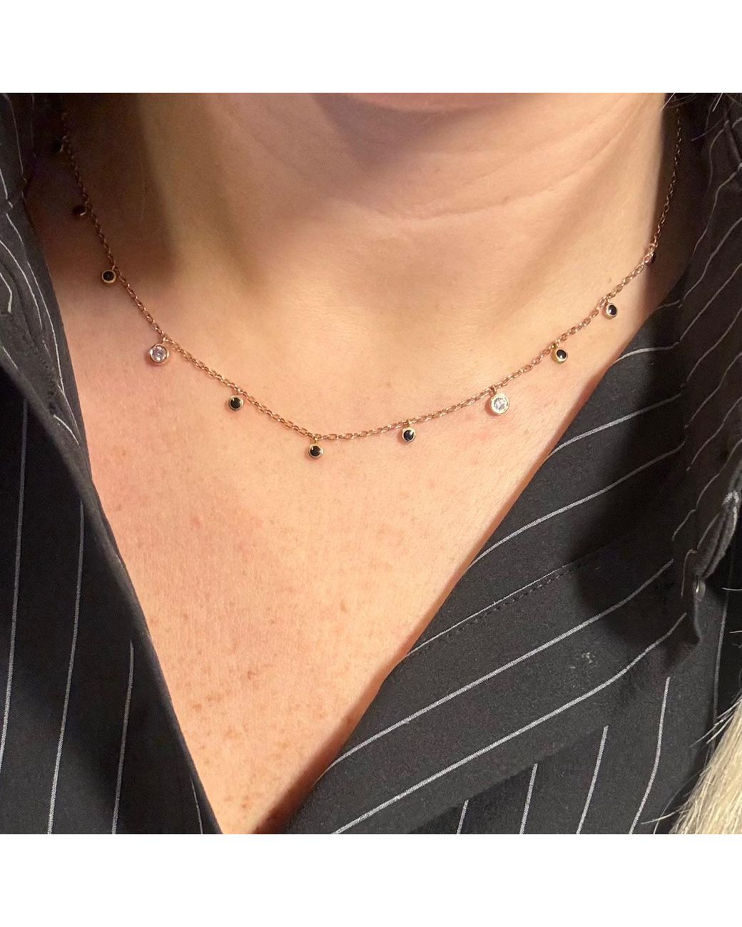Ecce | Artisan Diamonds Metallic Solid Enamel Diamond Chain Necklace