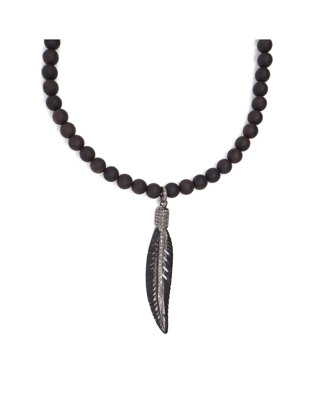 Shar Oke Multicolor Ebony Wood & Horn Pendant Necklace for men