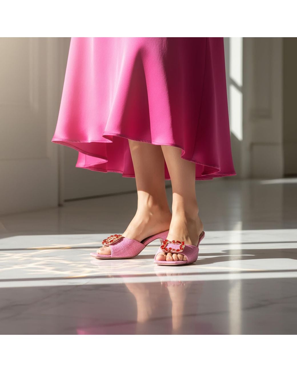 Beautiisoles by Robyn Shreiber Made in Italy Pink Eden Comfortable Slide Sandal