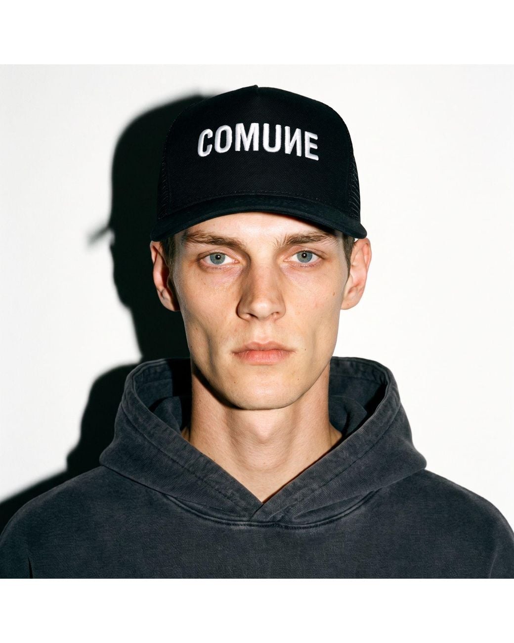 Comune Black Logo Trucker Hat for men