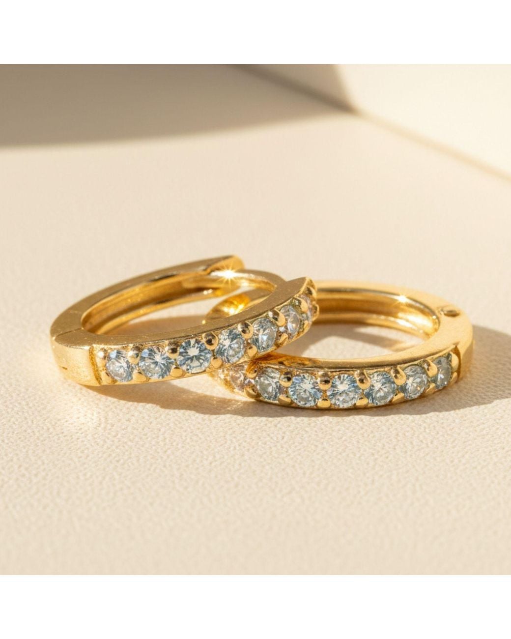 Harfi Multicolor Aquamarine March Birthstone Small Huggie Hoop Earrings
