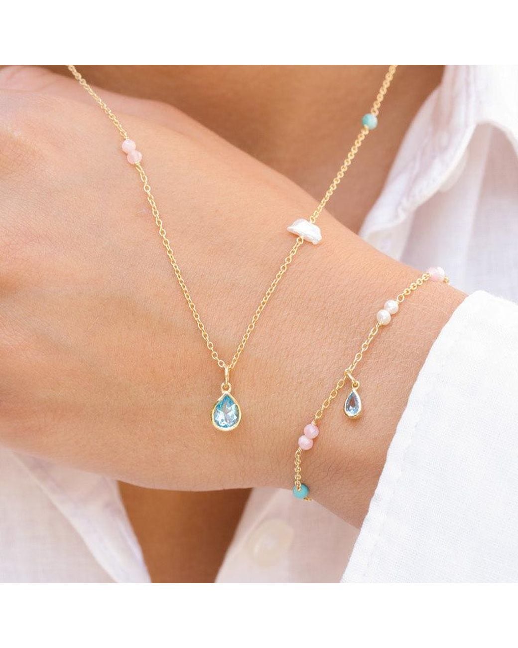 With Love Darling Metallic Water Drop Gaia Necklace