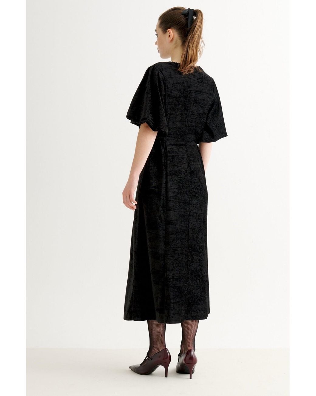 Louche Philo Matte Velvet Midaxi Dress in Black | Lyst