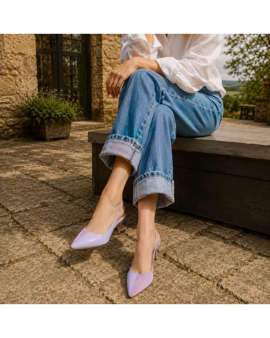 Rosamund Muir London Pink Augusta Lilac Slingback Heels