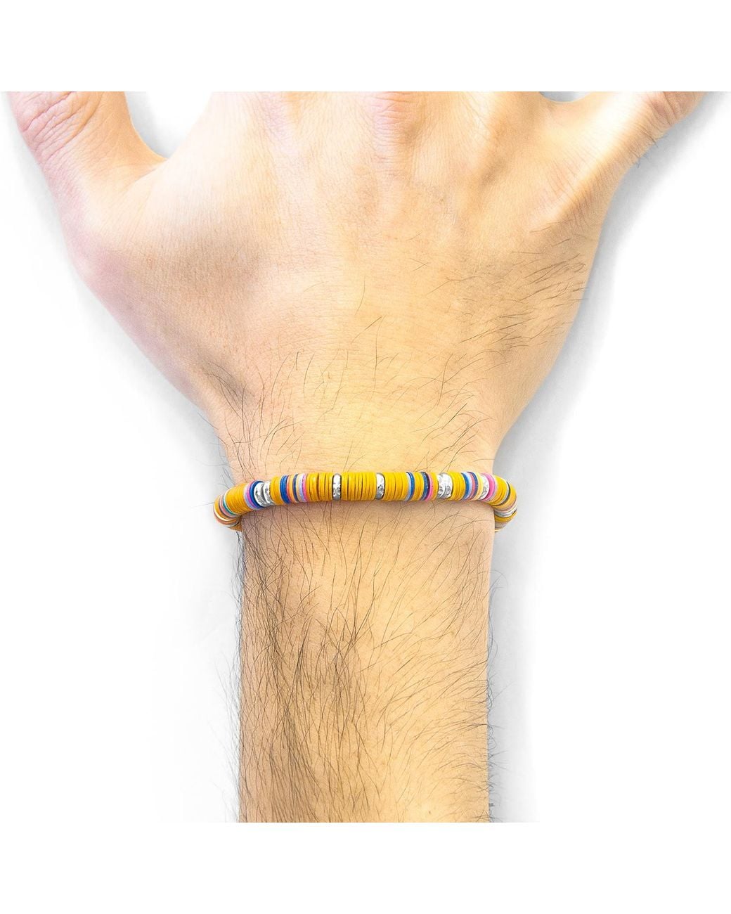 Anchor and Crew Blue Kivu & Vinyl Disc Macrame Bracelet for men