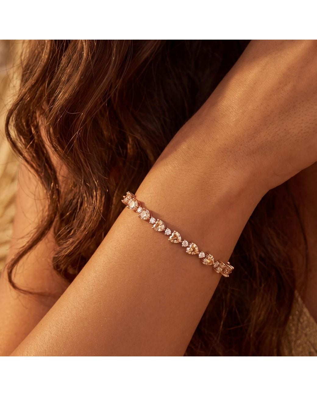 Latelita London Metallic Asscher Cut Heart Tennis Bracelet Moissanite