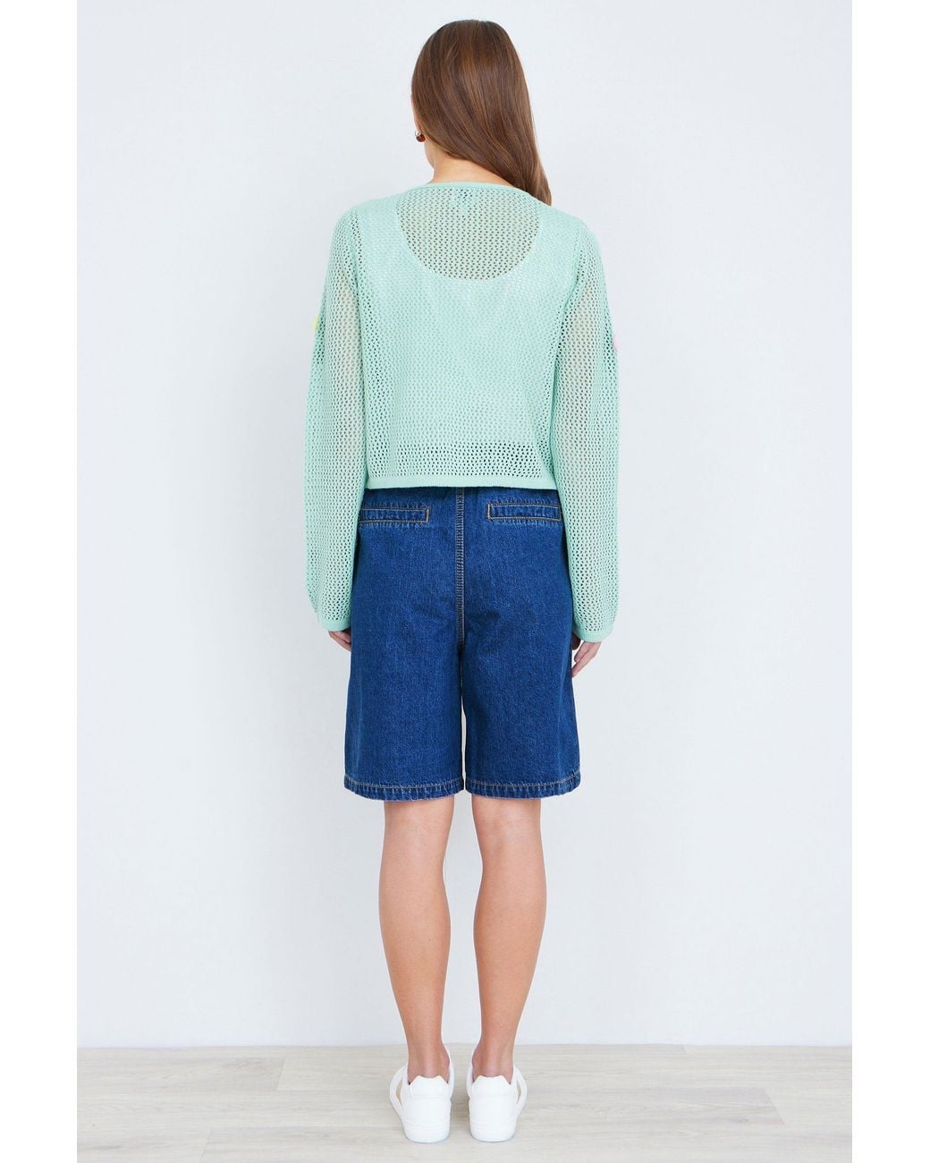 Yumi' Blue Denim Wide Leg Shorts