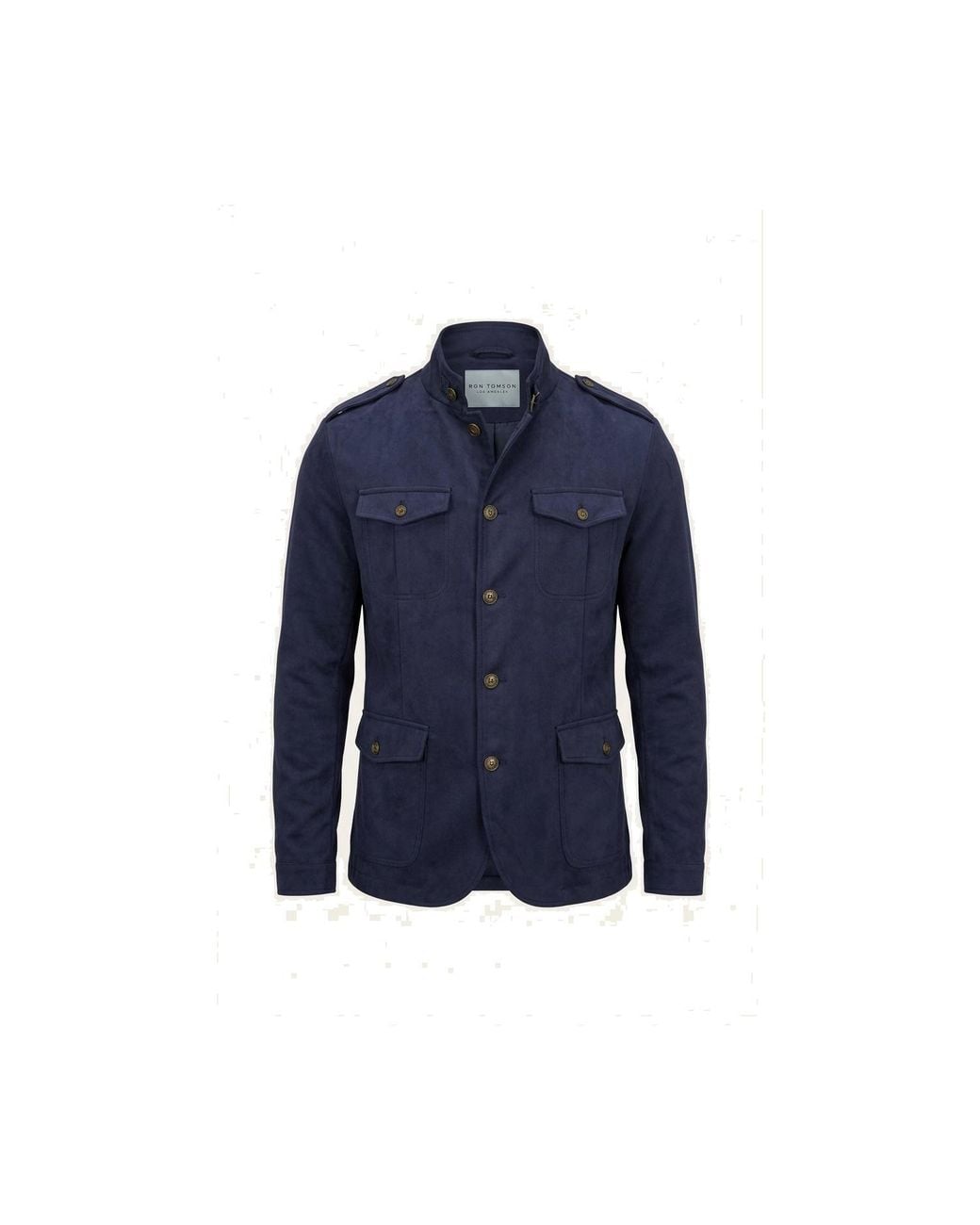 Ron Tomson Blue Microsuede Lightweight Safari Jacket for men