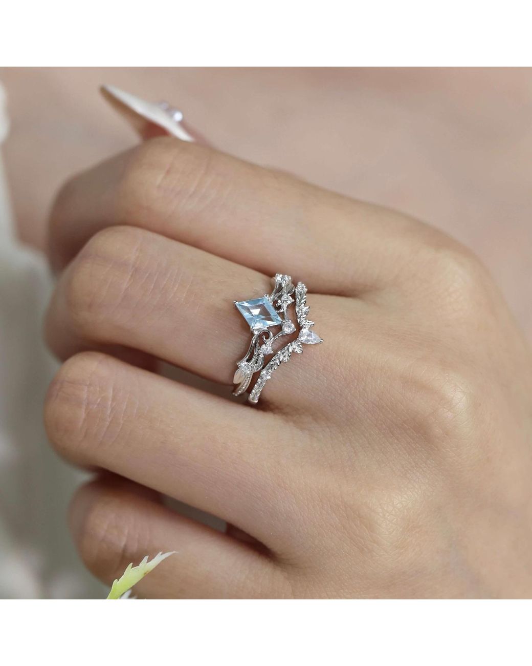 Azura Jewelry New York White Victorian Lace Sky Topaz Ring Vermeil