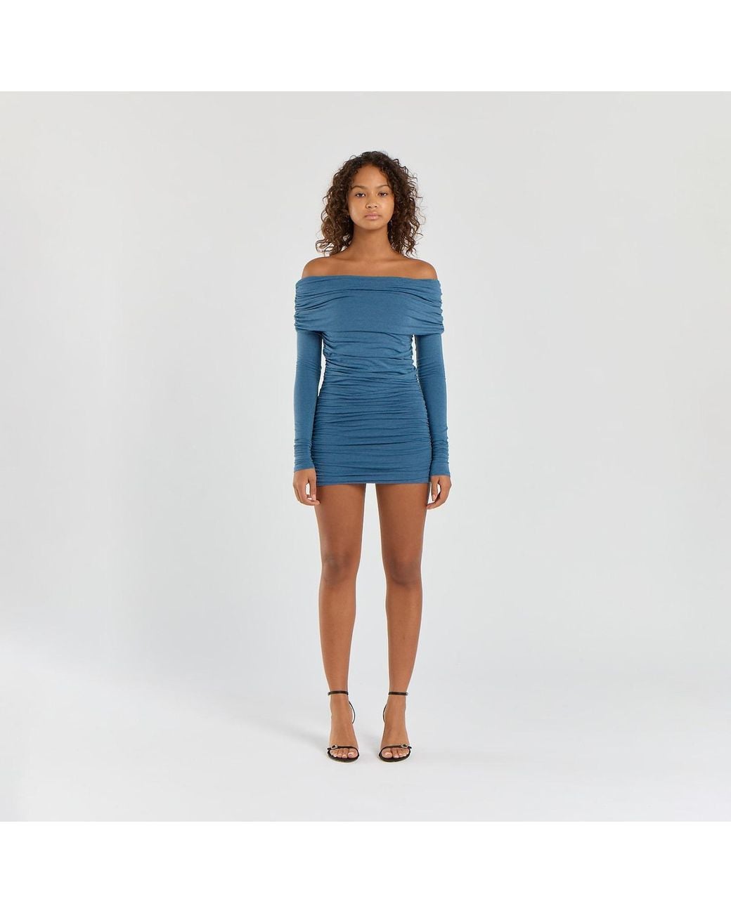 Egyptian Blue Blue Stellar Long Sleeve Ruched Dress