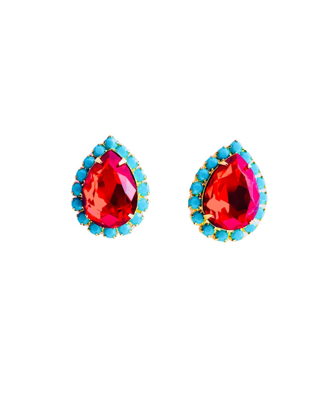 The Pink Reef Red Pear Stud