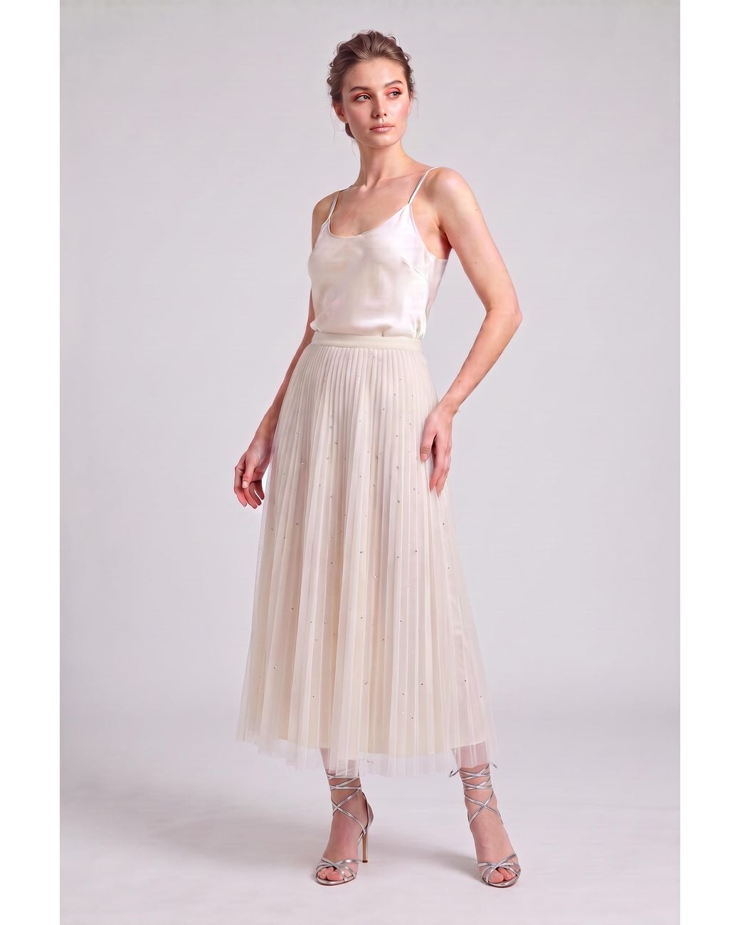 James Lakeland White Neutrals Tulle Swarovski Skirt Cream