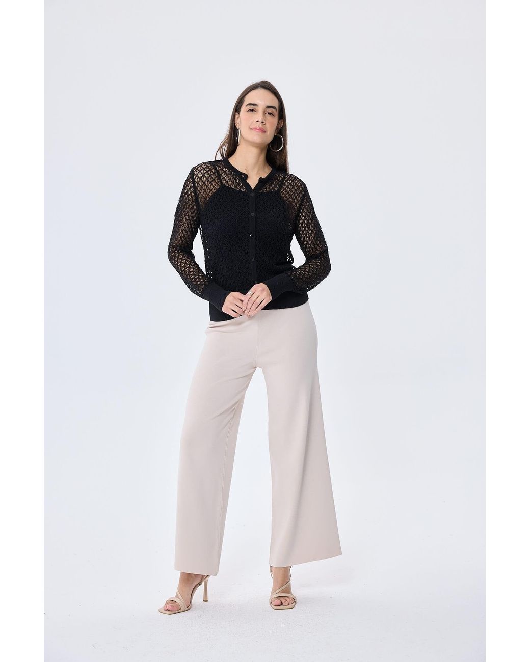 Peraluna Black Addison Openwork Knit Cardigan