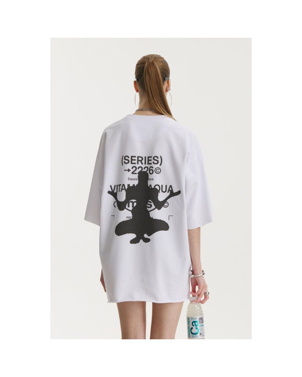 mysimplicated White Oversized T-Shirt With Vitamin Club Design W