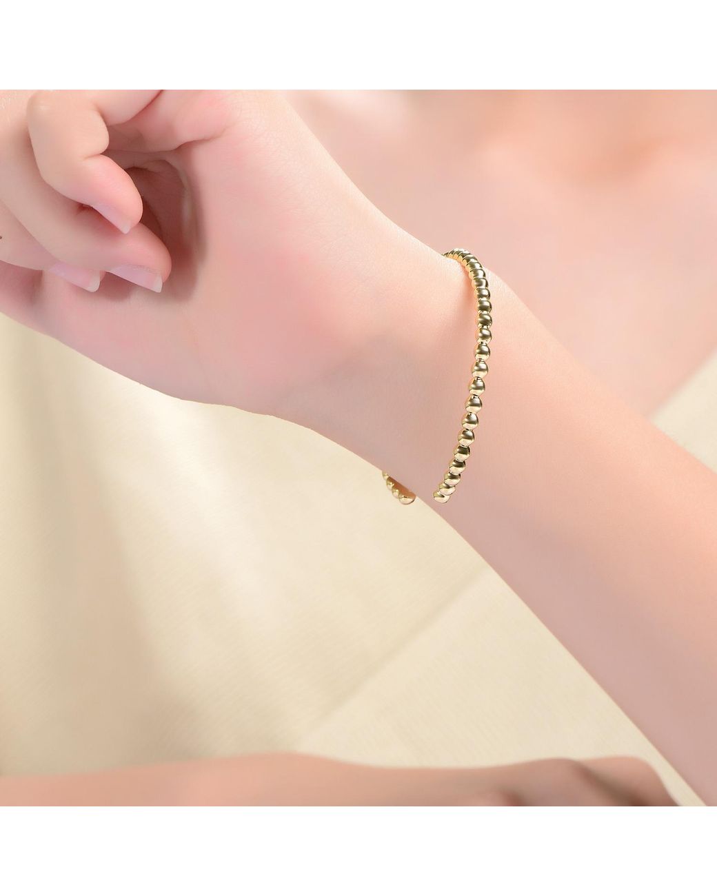 Genevive Jewelry Metallic Plated Beaded Cuff Bracelet
