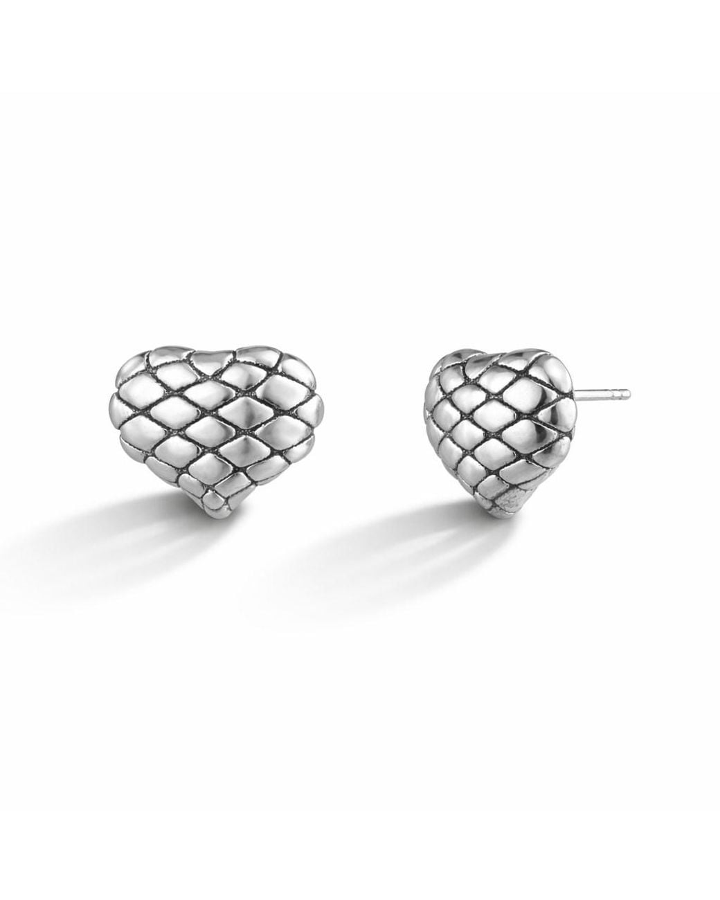Gold & Honey Metallic Quilted Heart Stud Earrings