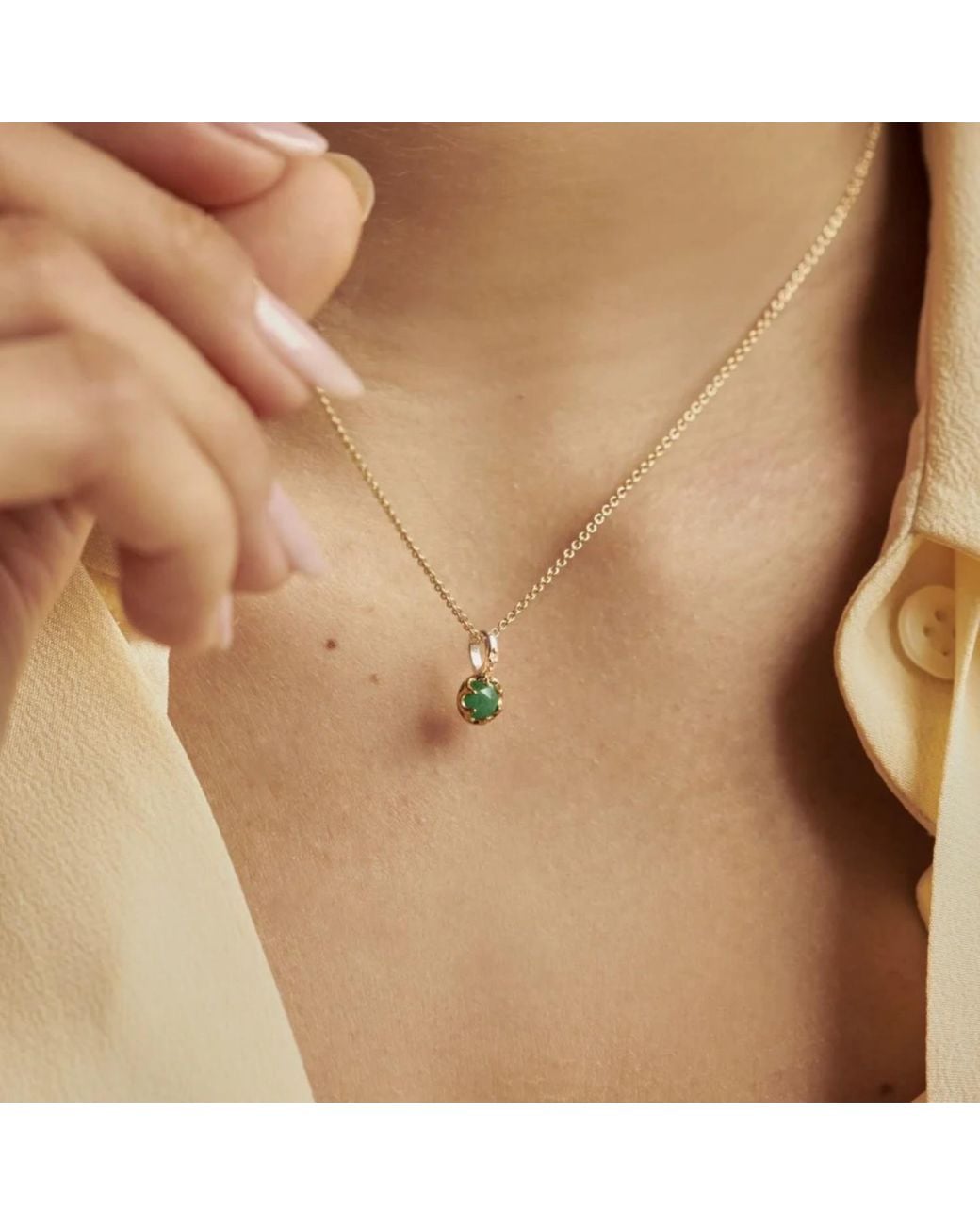 Dinny Hall Metallic May Emerald Birthstone Pendant