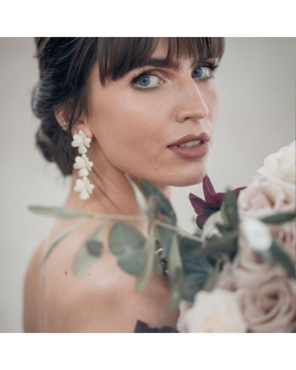 Latelita London Metallic Jasmine Flower Triple Drop Earrings Gold