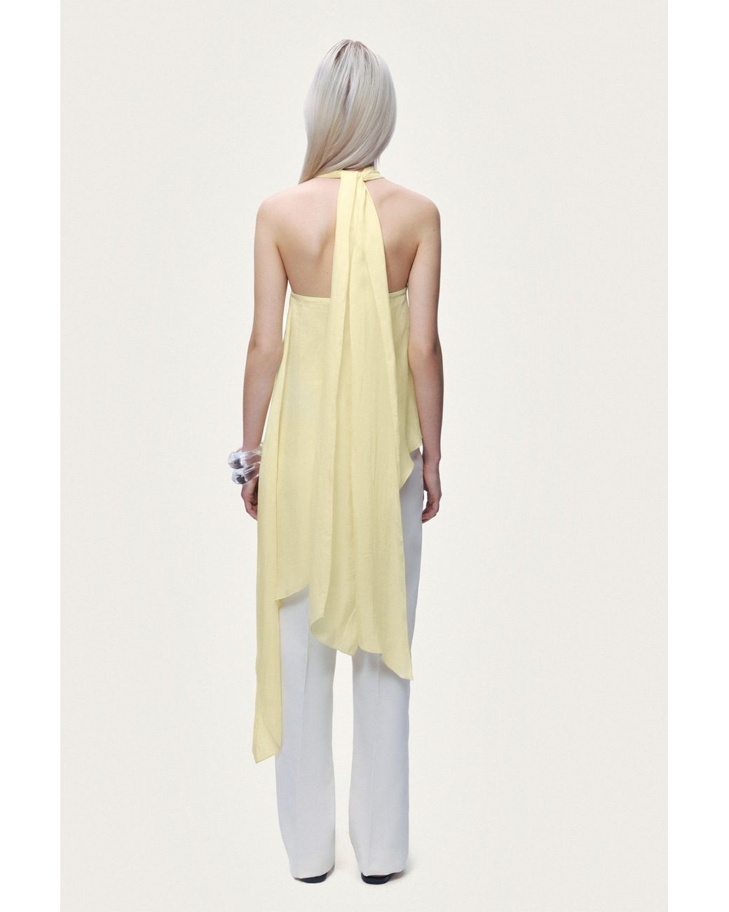 Nocturne Yellow Sleeveless Halter Blouse