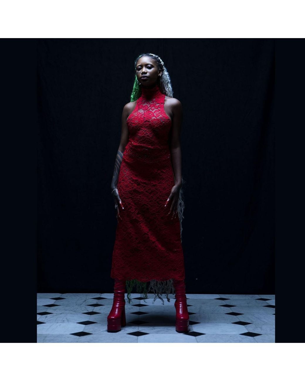 Sarah Regensburger Red Blood Lace Dress