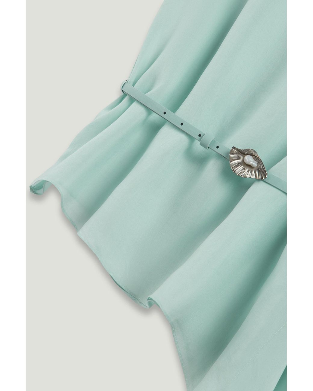 Nocturne Green Belt Detail Asymmetric Blouse