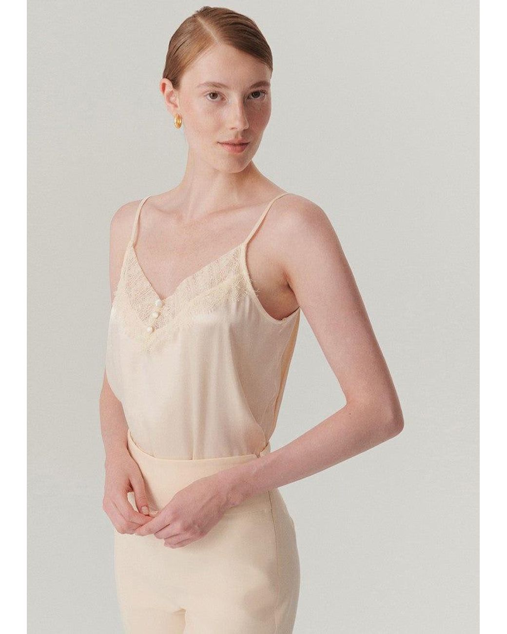 Exquise Natural Neutrals Adalynn Adjustable Thin Strap Blouse