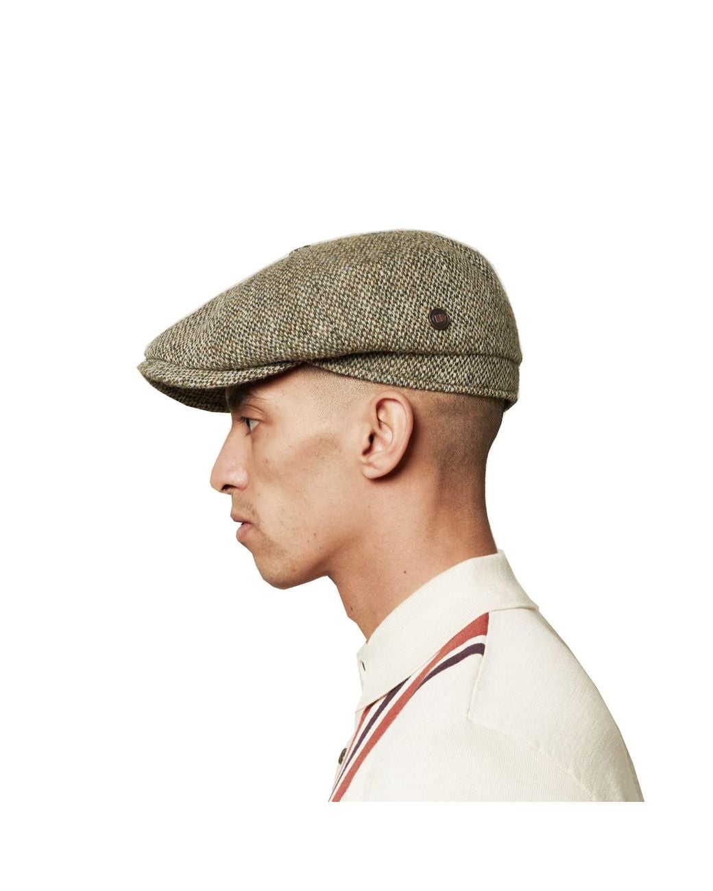 Dasmarca Hats Natural Harrison Grove Light Harris Tweed Newsboy Cap for men