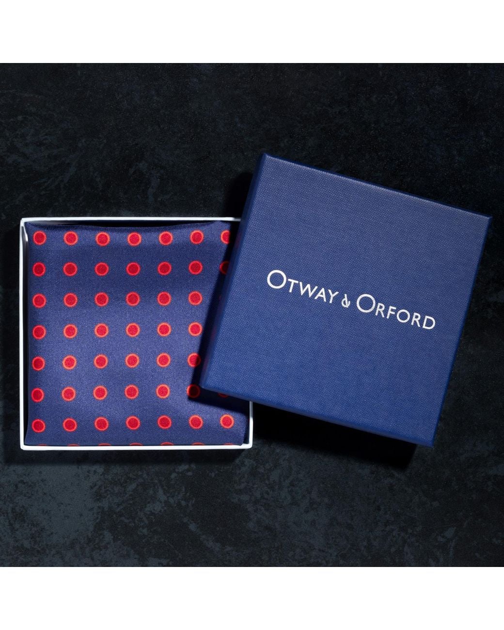 Otway & Orford Purple 'Luna' Polka Dot Silk Pocket Square for men