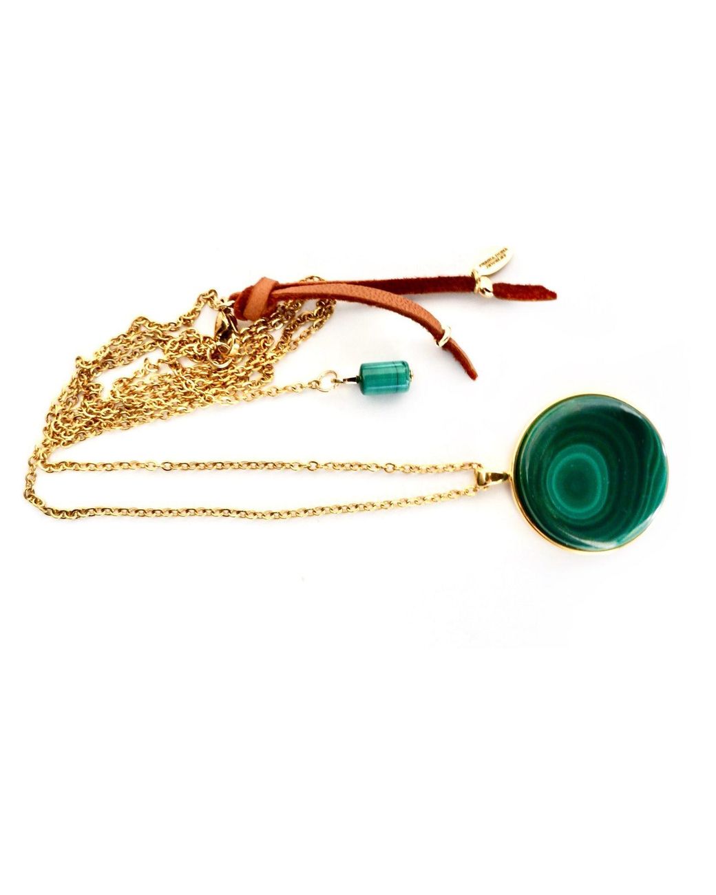 Persia Dona Jewelry Green Malachite Circle Necklace