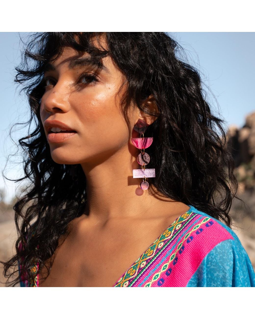 By Chavelli Pink Geometric Dangle