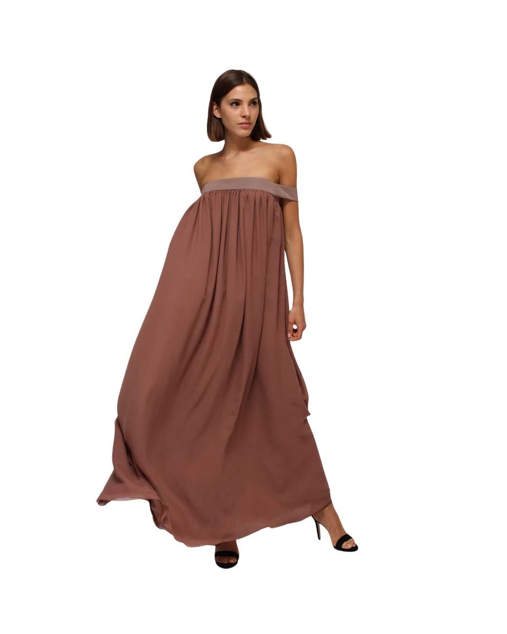 Humans & Land Brown The Bilqis – Chiffon Silk Dress