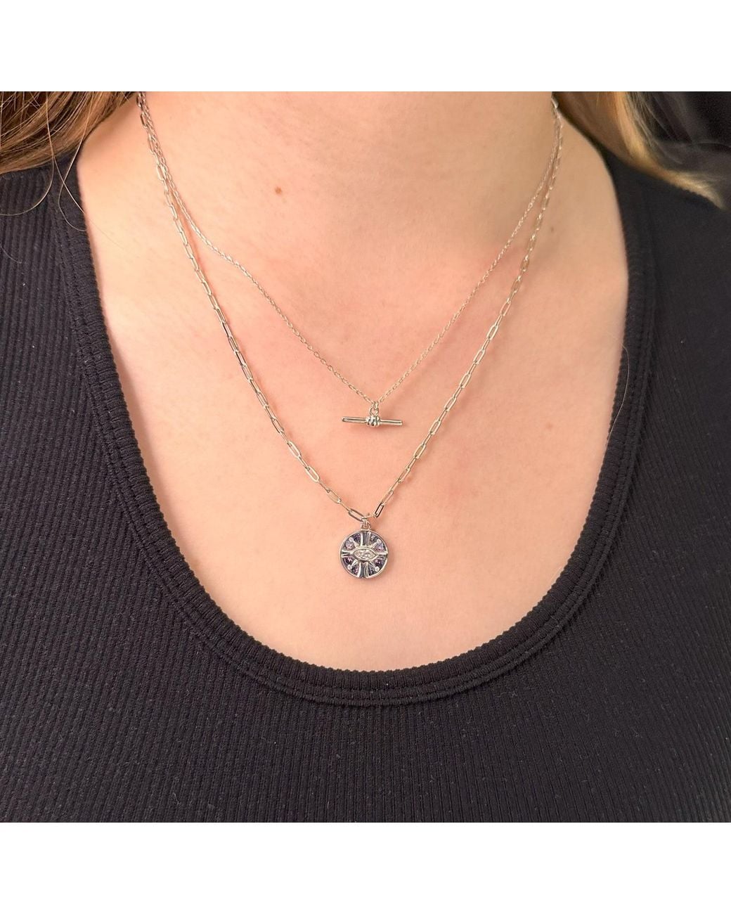 Clemence Wren Metallic T-Bar Pendant Necklace