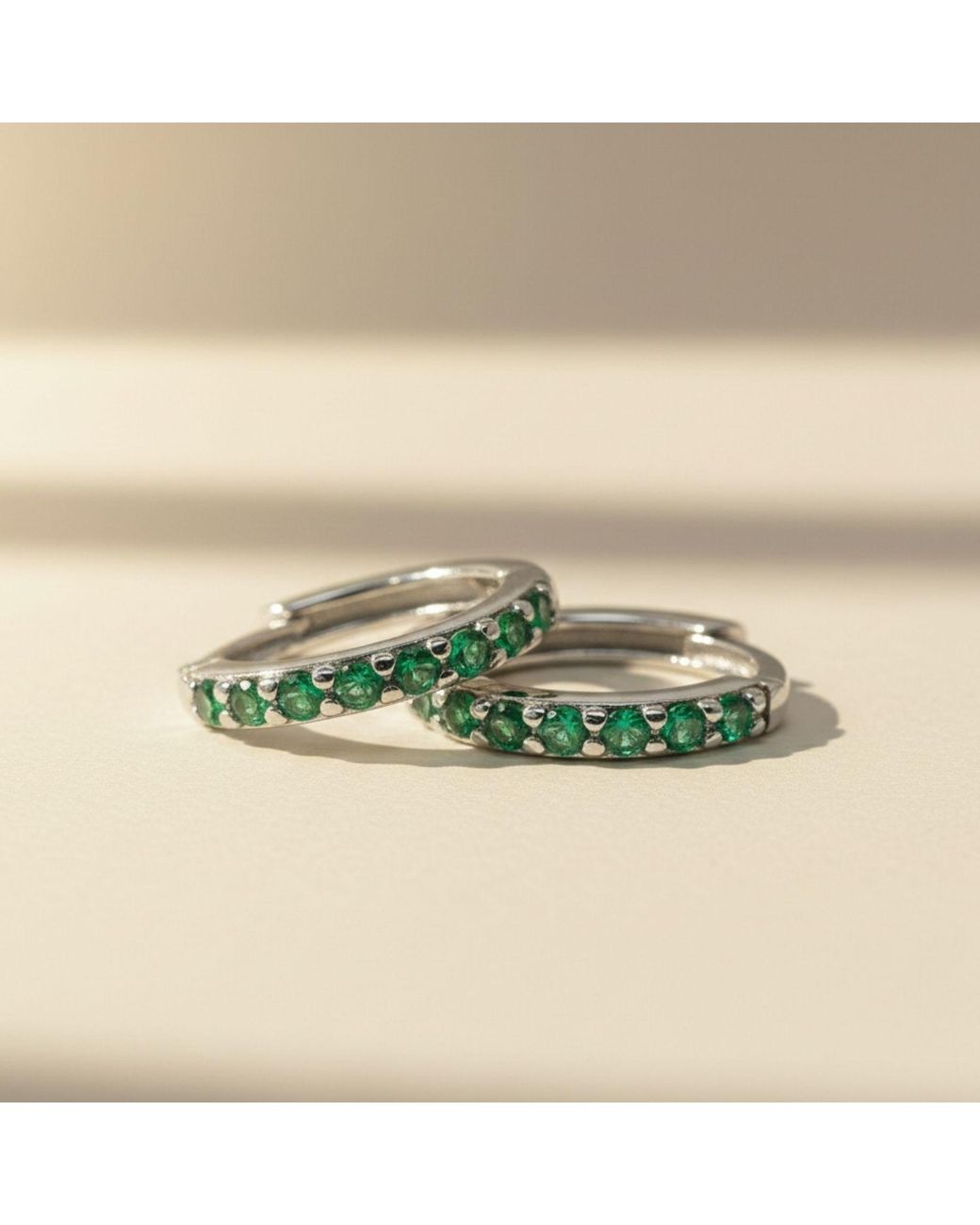 Sophelia Green Emerald May Birthstone Small Huggie Hoops