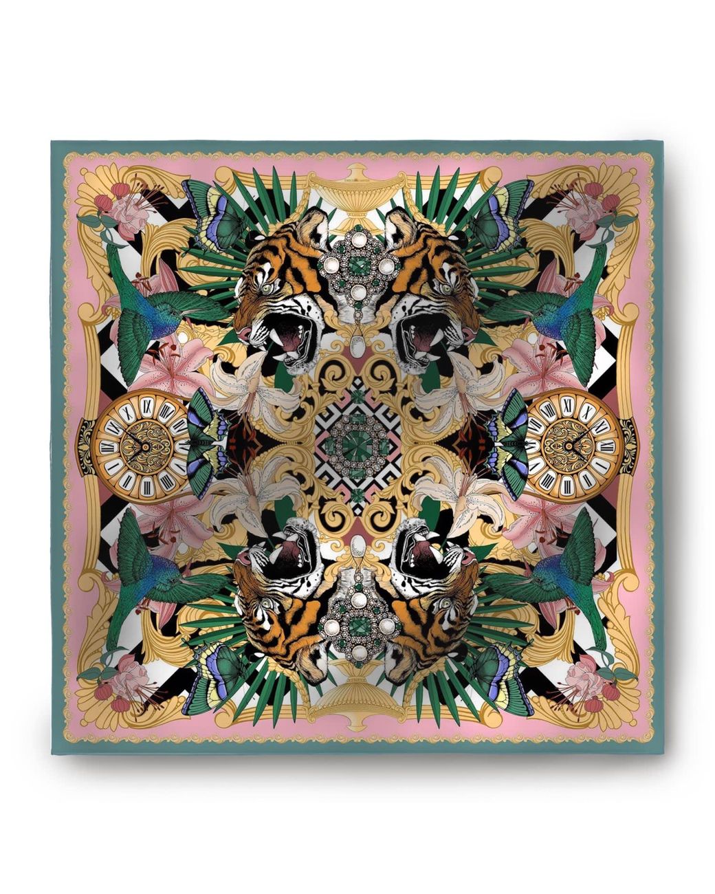 Emily Carter Green The Baroque Tiger Silk Neckerchief