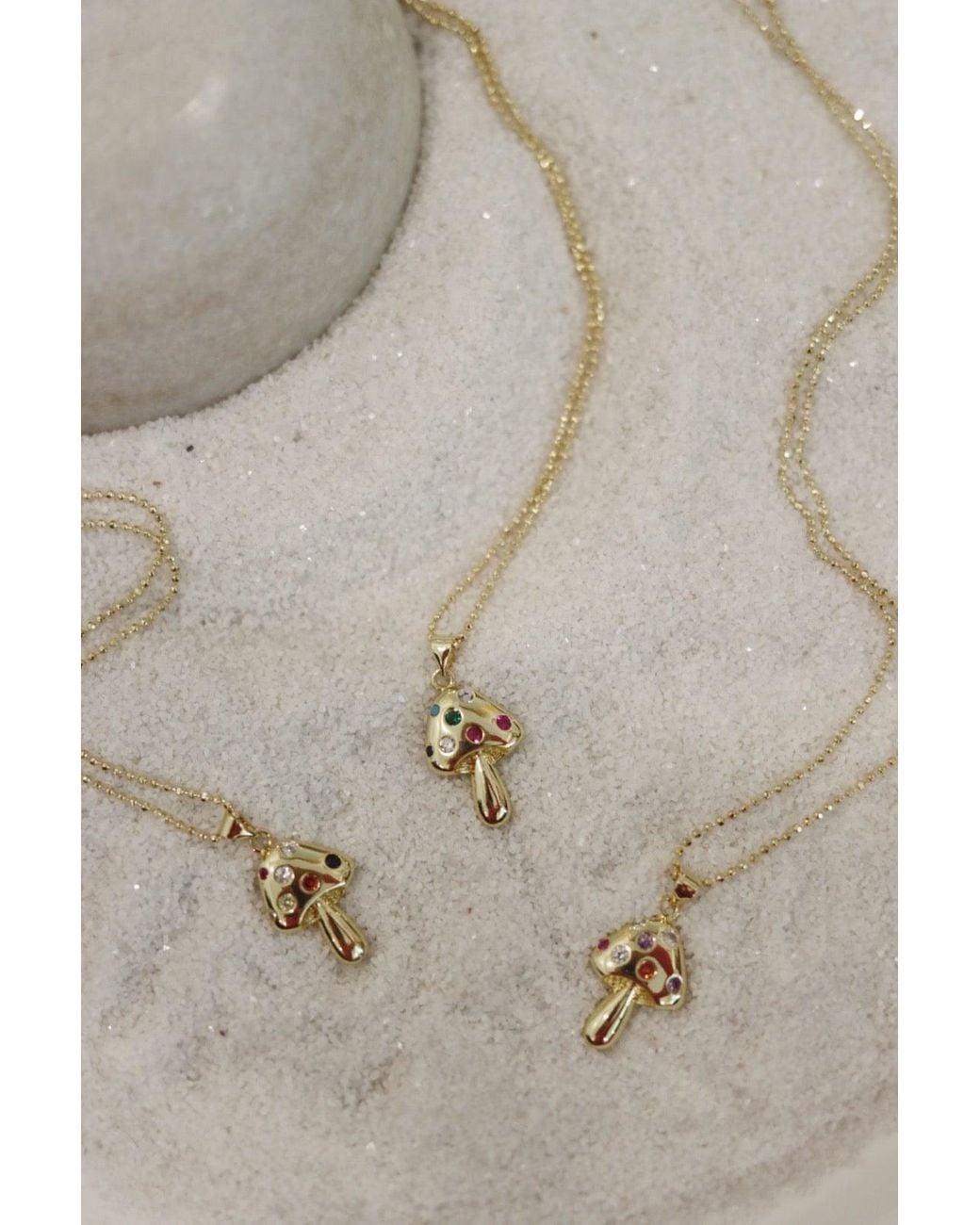 Carolina Benoit Metallic Fantastic Mushrooms Charm Necklace
