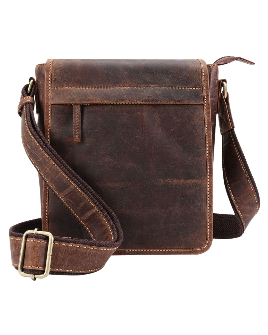 Lloyd Baker Brown Arrah Distressed Leather Crossbody Bag for men