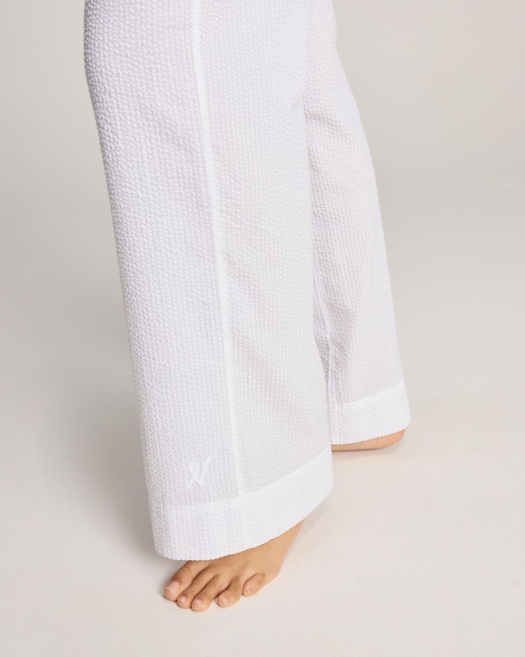 Nudea White Seersucker Button Trouser