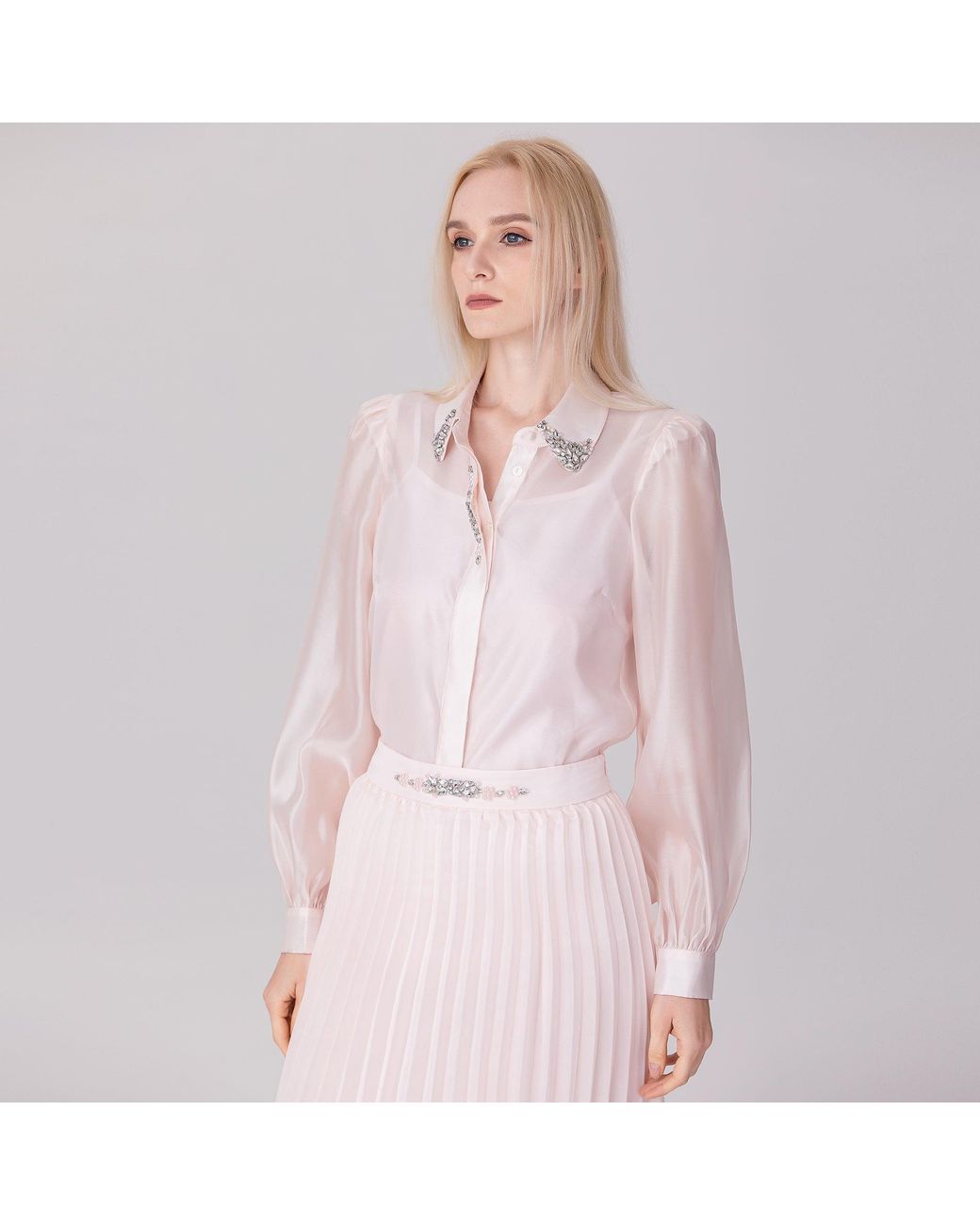 Smart and Joy Pink Organza Pleats Midi Skirt