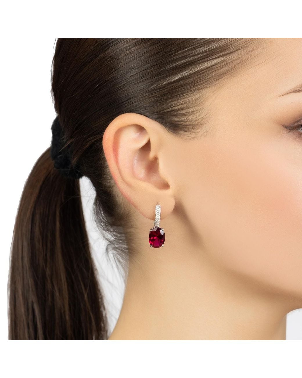Latelita London Red Alexandra Oval Drop Earrings Ruby