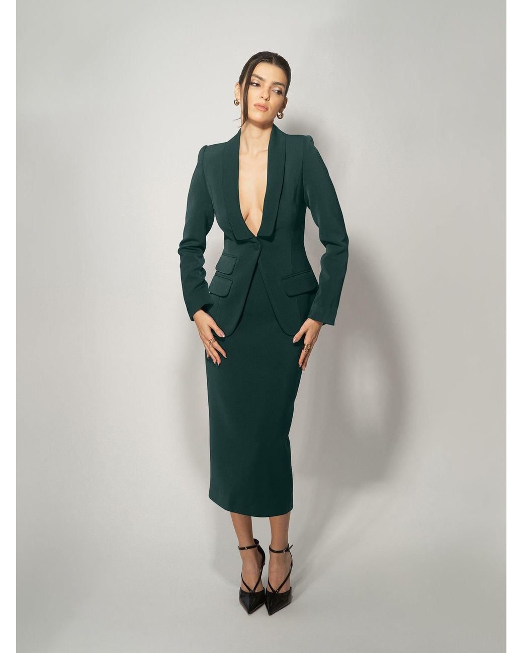 Tia Dorraine Green Vision Tailored Blazer & Skirt Suit